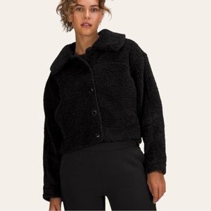 Lululemon Black Textured Teddy Fleece Button Jacket Size 4